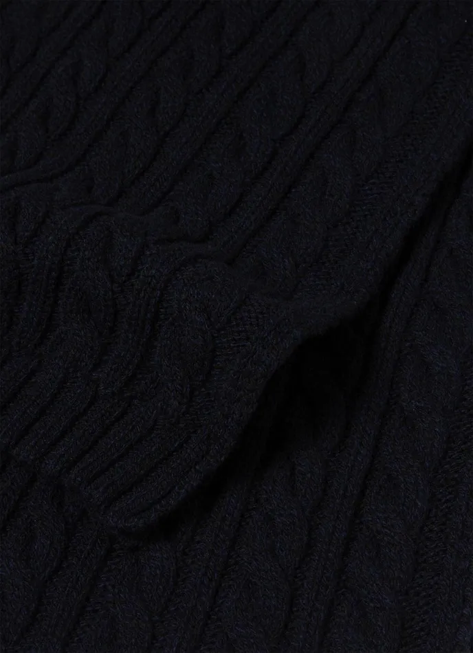 Lambswool Cable Scarf Dark Navy Mouline MenWomen SUNSPEL Hats Scarves and Gloves