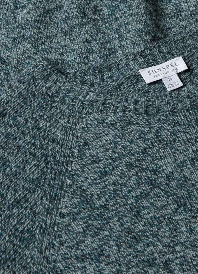 Lambswool Crew Neck Jumper Green Sage Twist Men SUNSPEL Knitwear
