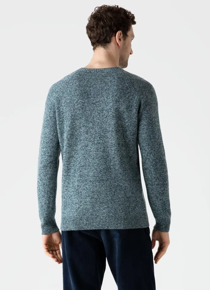 Lambswool Crew Neck Jumper Green Sage Twist Men SUNSPEL Knitwear