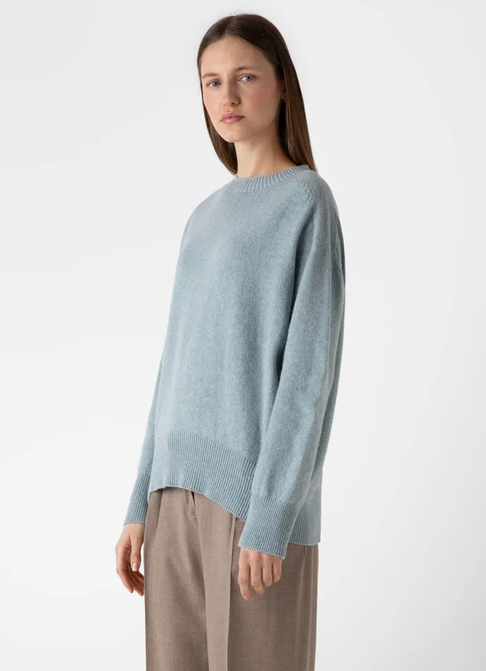 Lambswool Crewneck Jumper Blue Sage Women SUNSPEL Knitwear