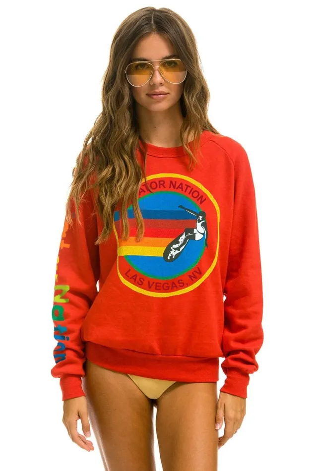 Las Vegas Sweatshirt 8211 Red WomenMen Aviator Nation Sweatshirts
