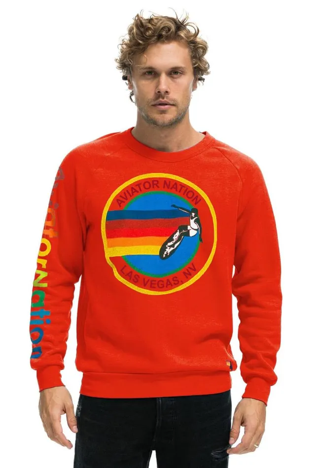 Las Vegas Sweatshirt 8211 Red WomenMen Aviator Nation Sweatshirts
