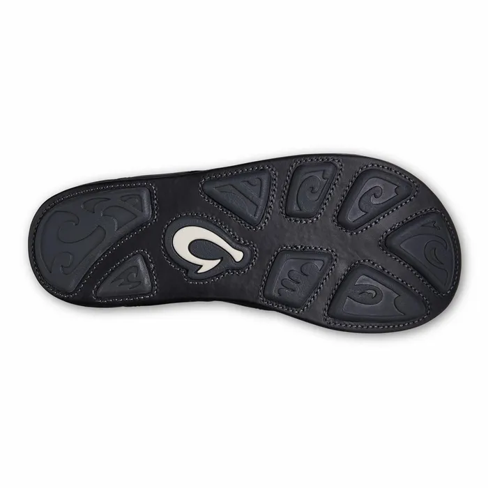 Leather Men Olukai Mekila FullGrain Leather Beach Sandals 8211 Black