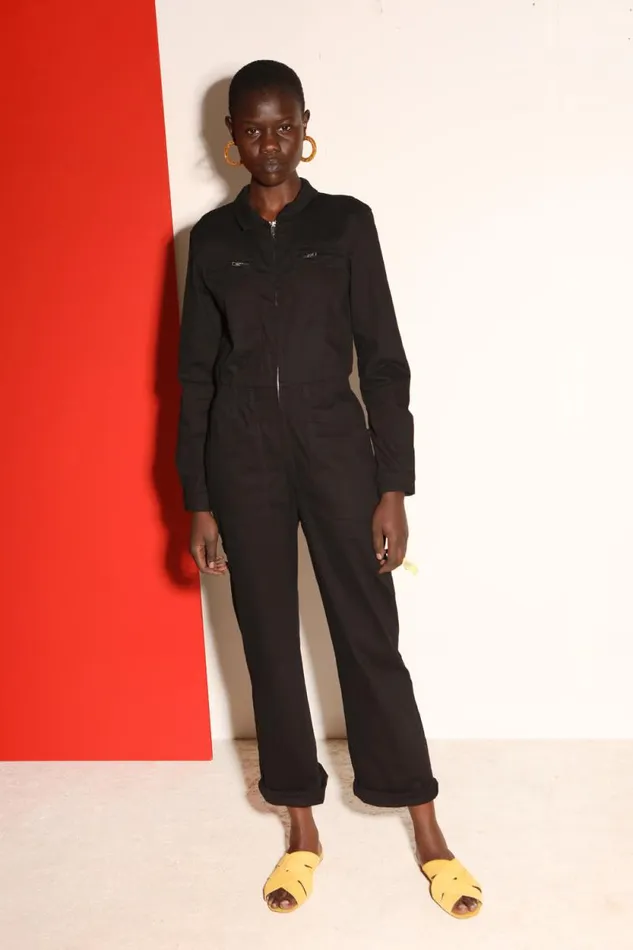 LF Markey One Pieces Women Danny Stretch Drill Boilersuit Black