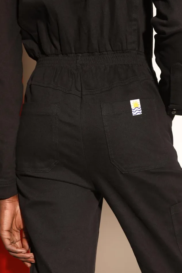 LF Markey One Pieces Women Danny Stretch Drill Boilersuit Black