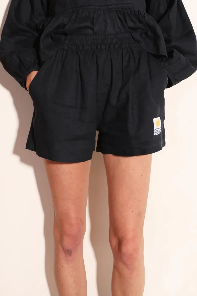 LF Markey Shorts Women Basic Linen Shorts Navy