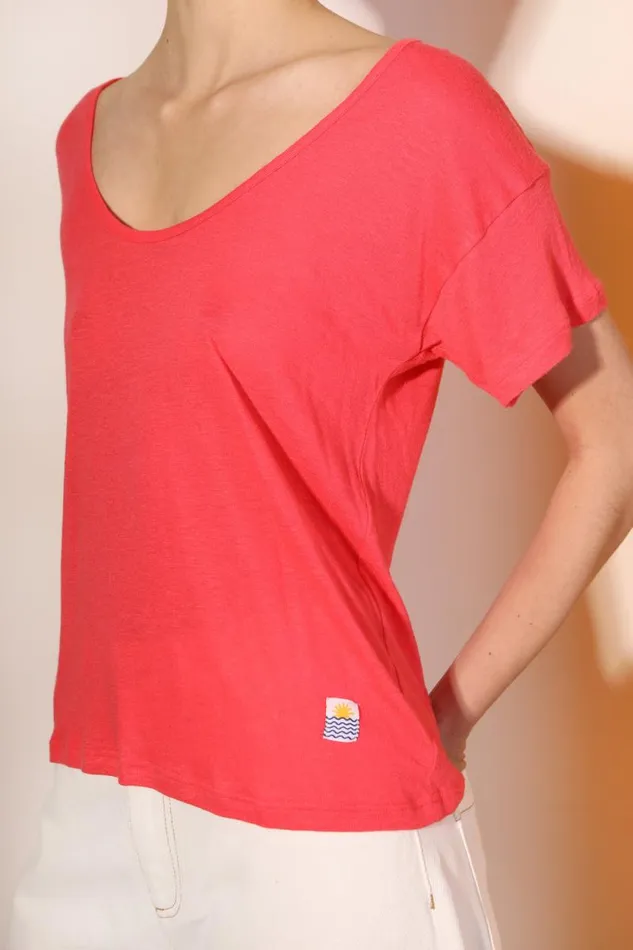 LF Markey Tops Women Square Cut Tee Raspberry