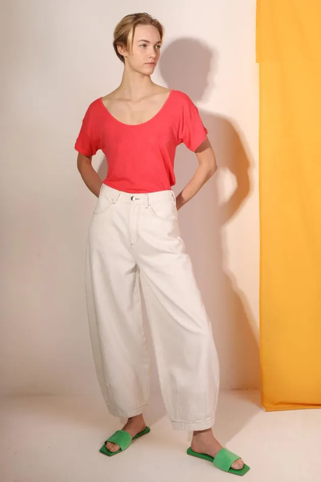 LF Markey Tops Women Square Cut Tee Raspberry