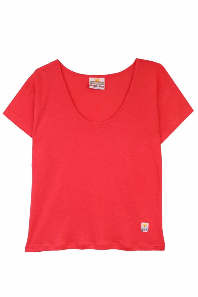 LF Markey Tops Women Square Cut Tee Raspberry