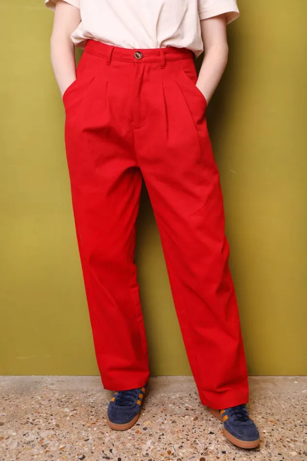 LF Markey Trousers Women Classic Slacks Red