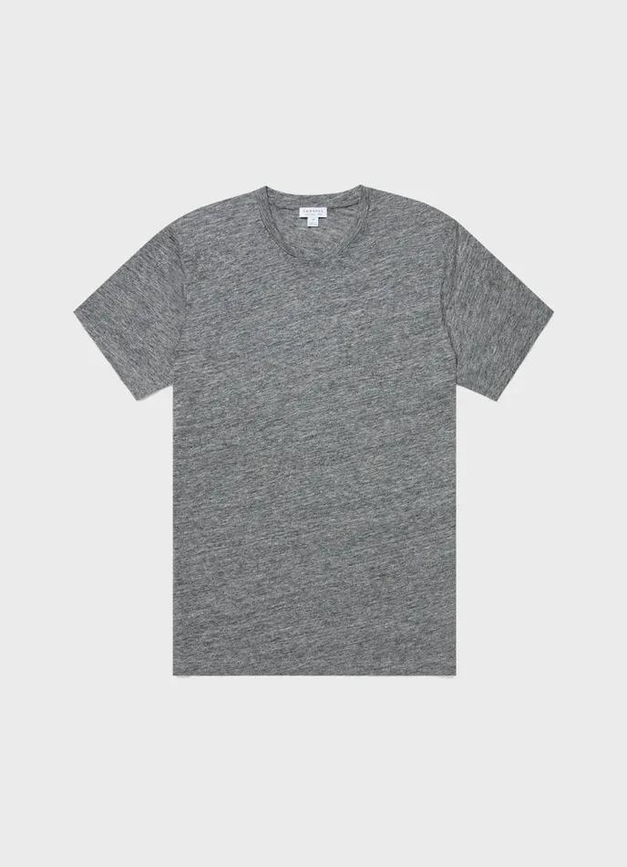 Linen Tshirt Mid Grey Melange Men SUNSPEL Tshirts