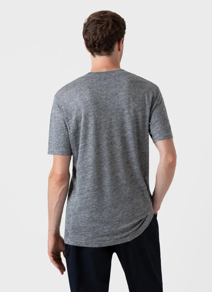 Linen Tshirt Mid Grey Melange Men SUNSPEL Tshirts