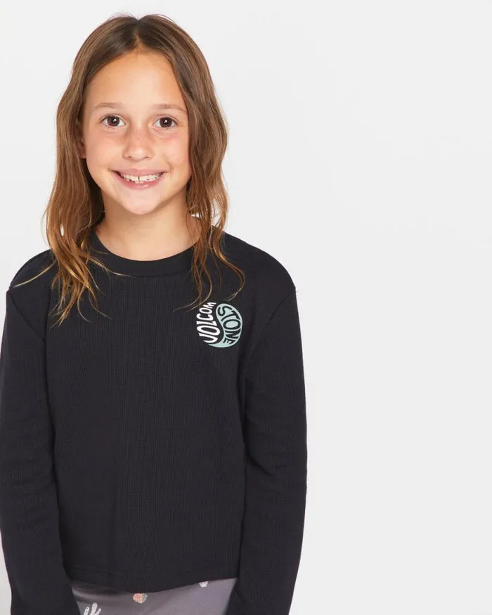 Little Girls Thermality Long Sleeve Shirt 8211 Black Kids Volcom TShirts and Tanks