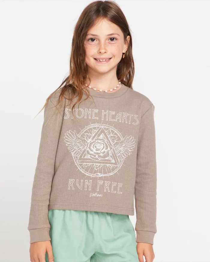 Little Girls Thermality Long Sleeve Shirt 8211 Moondust Kids Volcom TShirts and Tanks