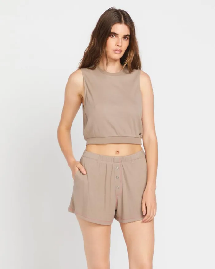 Lived In Lounge Knit Muscle Tank Top 8211 Concrete Womens Volcom Tops