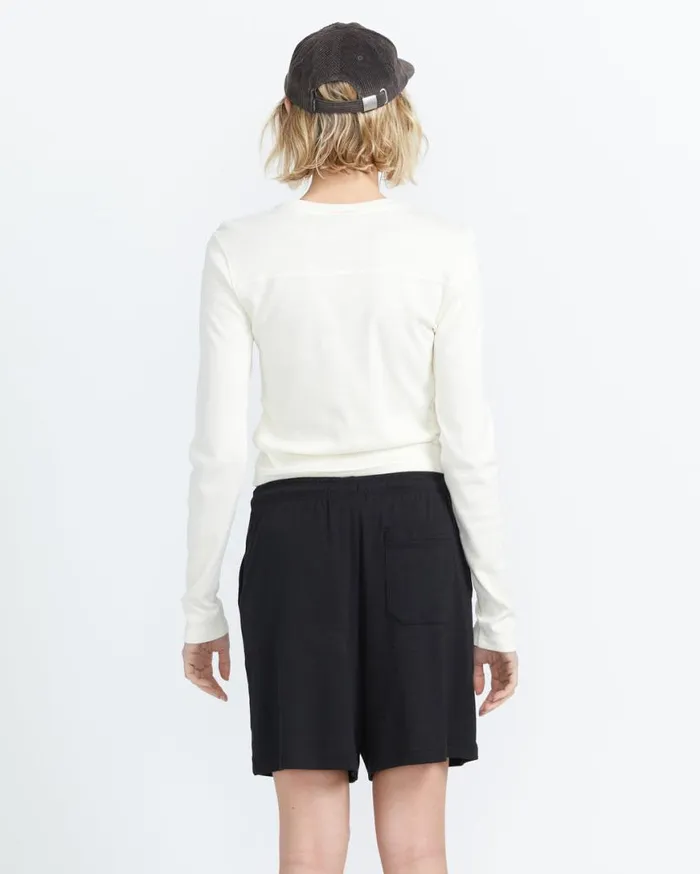Lived In Lounge Rib Long Sleeve Top 8211 Bone Womens Volcom Tops
