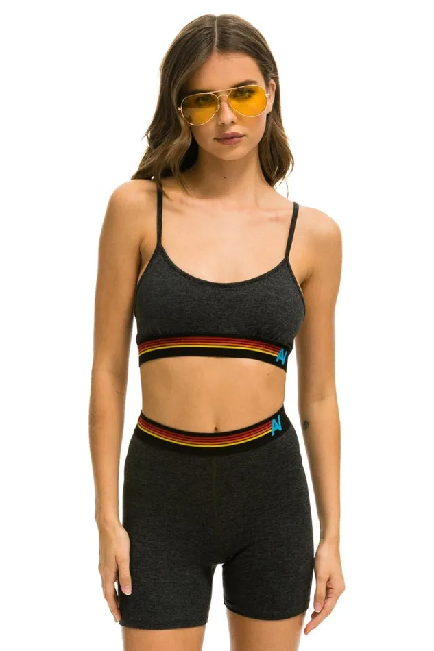 Logo 4 Inch HiRise Biker Short 8211 Charcoal Women Aviator Nation Shorts