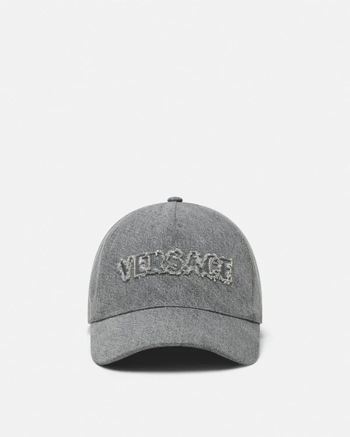 Logo Denim Baseball Cap Black WomenMen Versace Hats and Caps