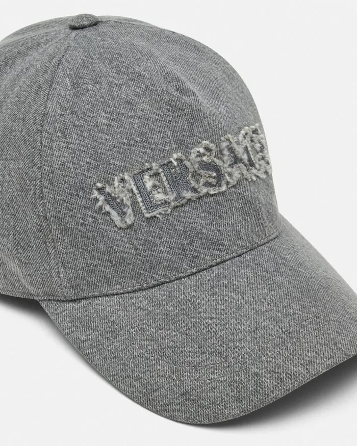 Logo Denim Baseball Cap Black WomenMen Versace Hats and Caps