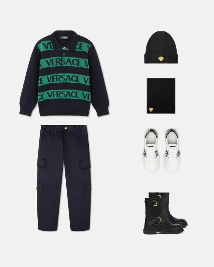 Logo Towel Kids Jumper Blackgreen Children Versace Clothing