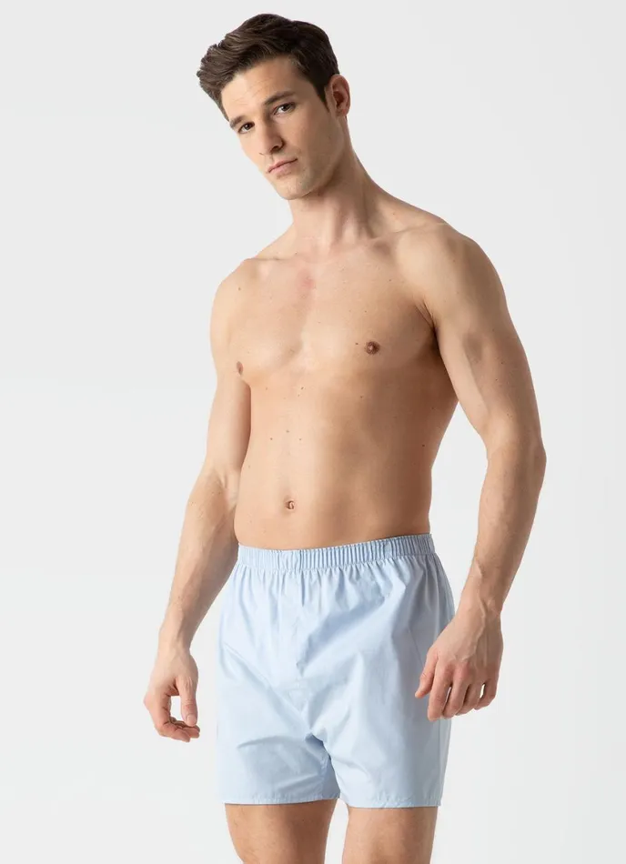 Long Cut Classic Boxer Shorts Plain Blue Men SUNSPEL Boxer Shorts