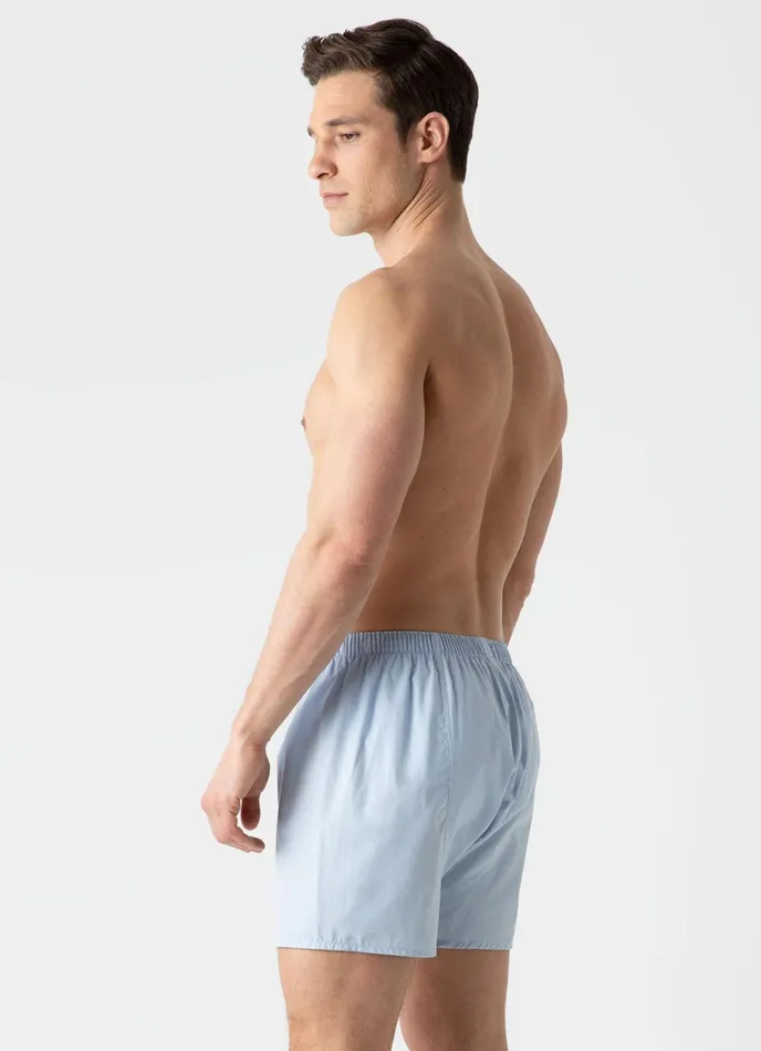 Long Cut Classic Boxer Shorts Plain Blue Men SUNSPEL Boxer Shorts