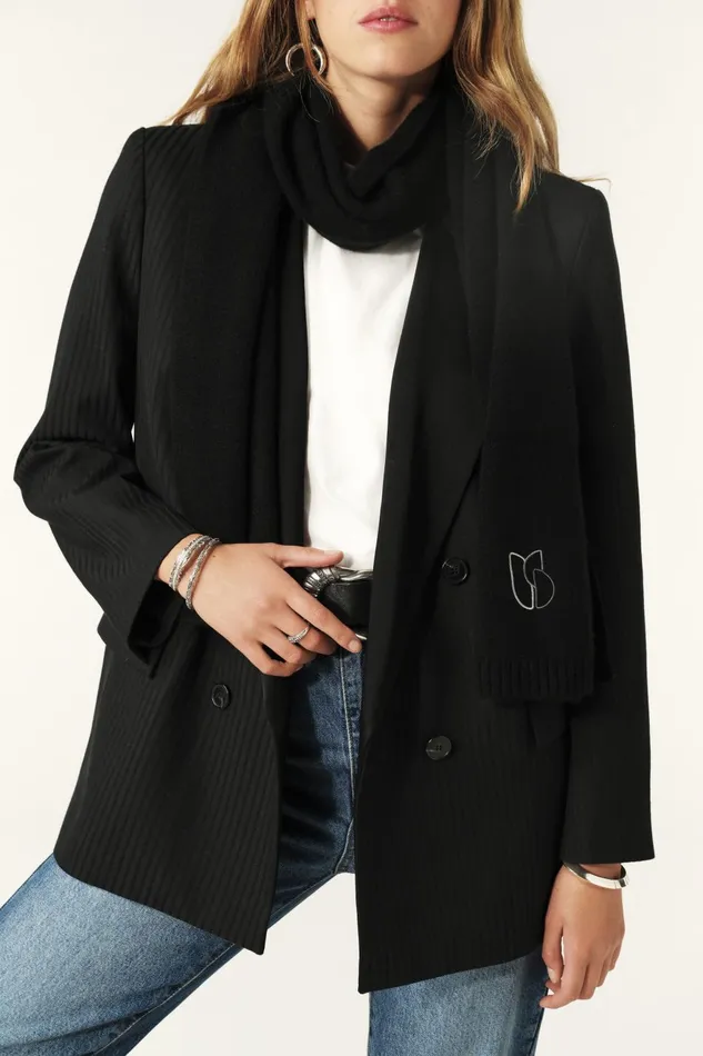Long Knitted Scarf Comie Gray Women Baandsh Scarves and Beanies