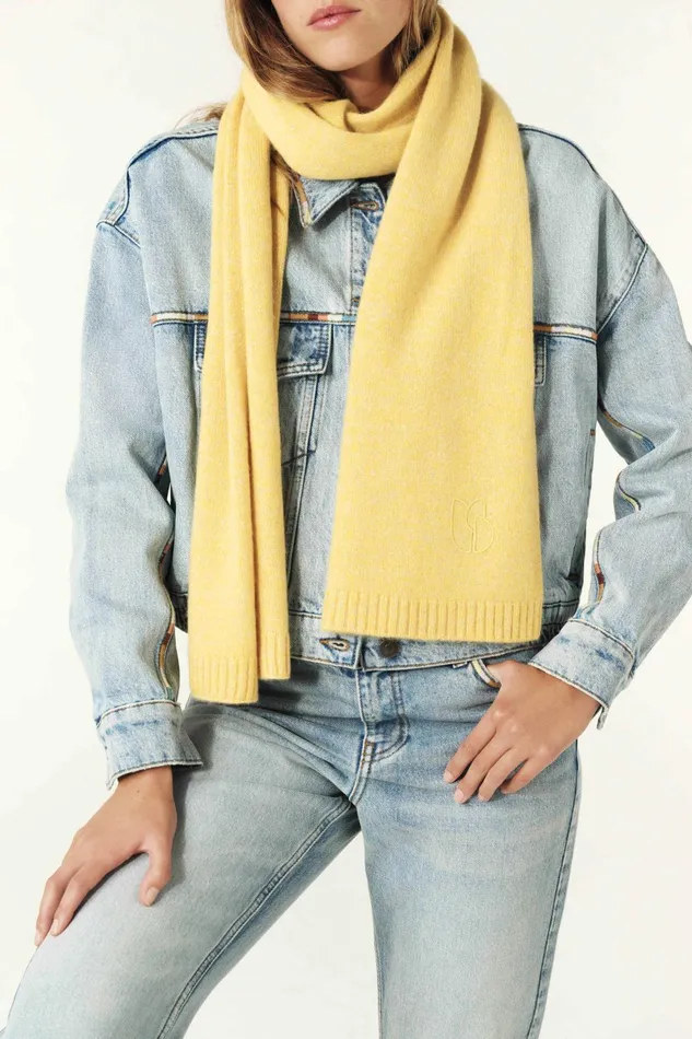 Long Knitted Scarf Comie Gray Women Baandsh Scarves and Beanies