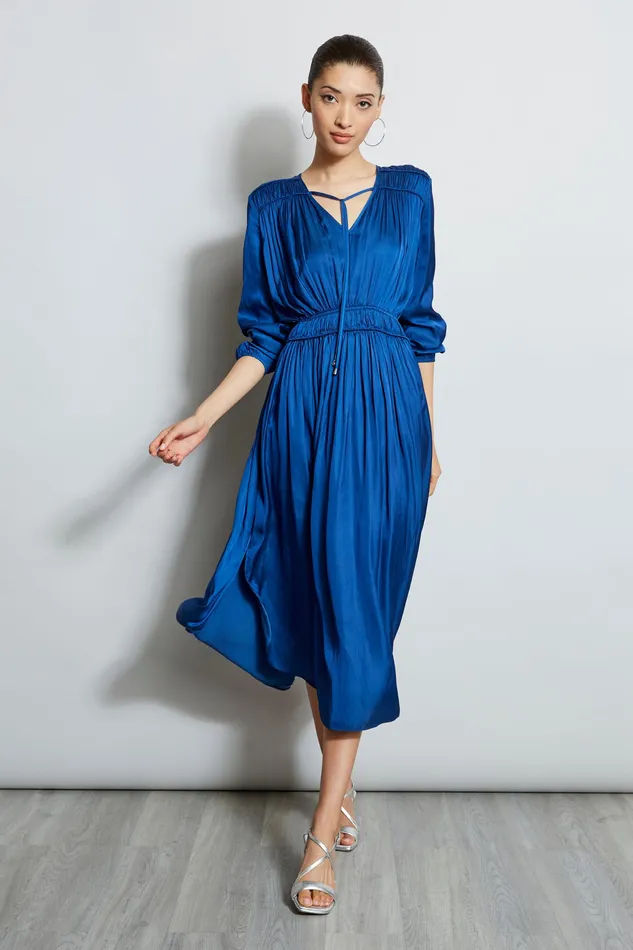 Long Sleeve Dresses Women Elie Tahari Long Sleeve Flare Dress LAPIS