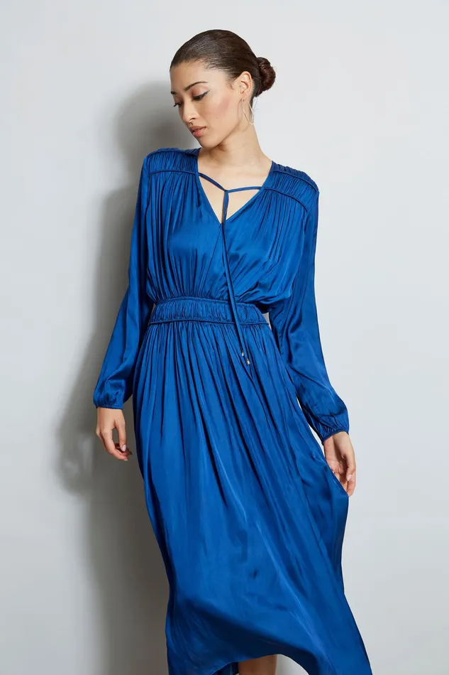 Long Sleeve Dresses Women Elie Tahari Long Sleeve Flare Dress LAPIS