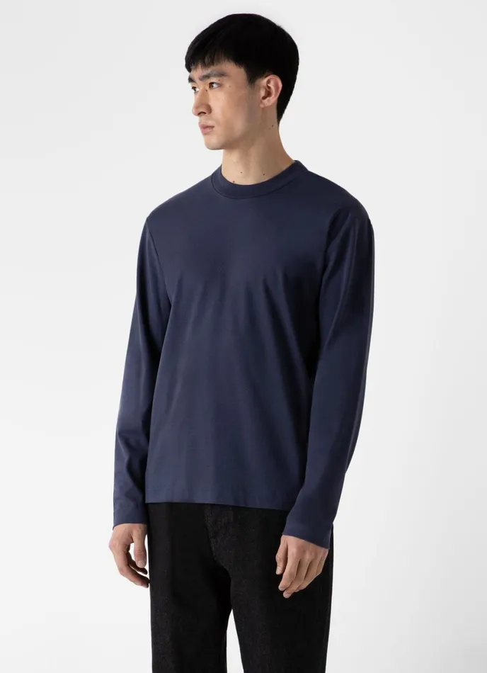 Long Sleeve Heavyweight Tshirt Navy Men SUNSPEL Tshirts