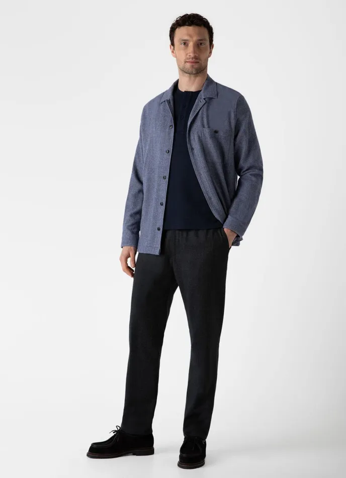 Long Sleeve Waffle Henley Navy Men SUNSPEL Tshirts