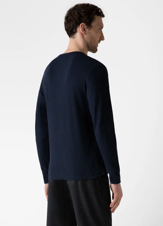 Long Sleeve Waffle Henley Navy Men Tshirts ussunspel Long Sleeve Waffle Henley Navy Men Tshirts ussunspel