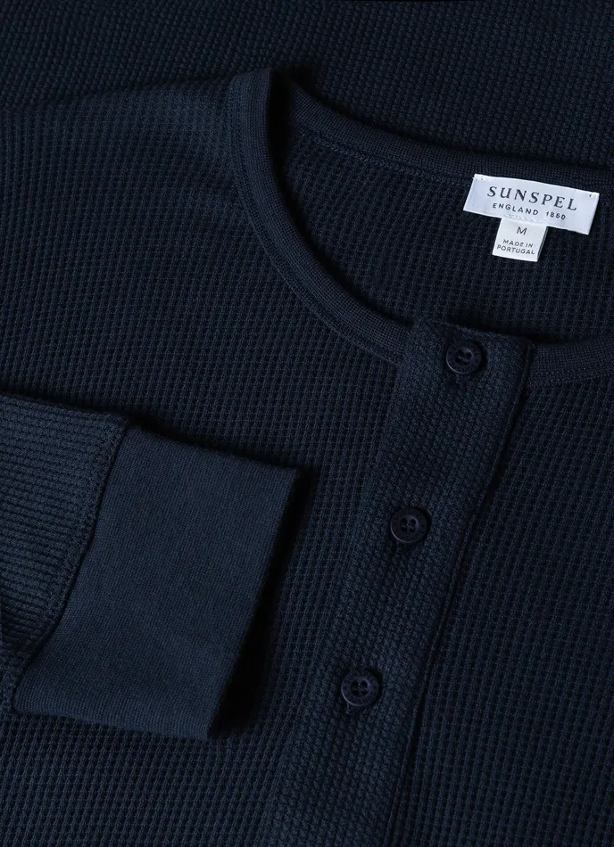 Long Sleeve Waffle Henley Navy Men Tshirts ussunspel Long Sleeve Waffle Henley Navy Men Tshirts ussunspel