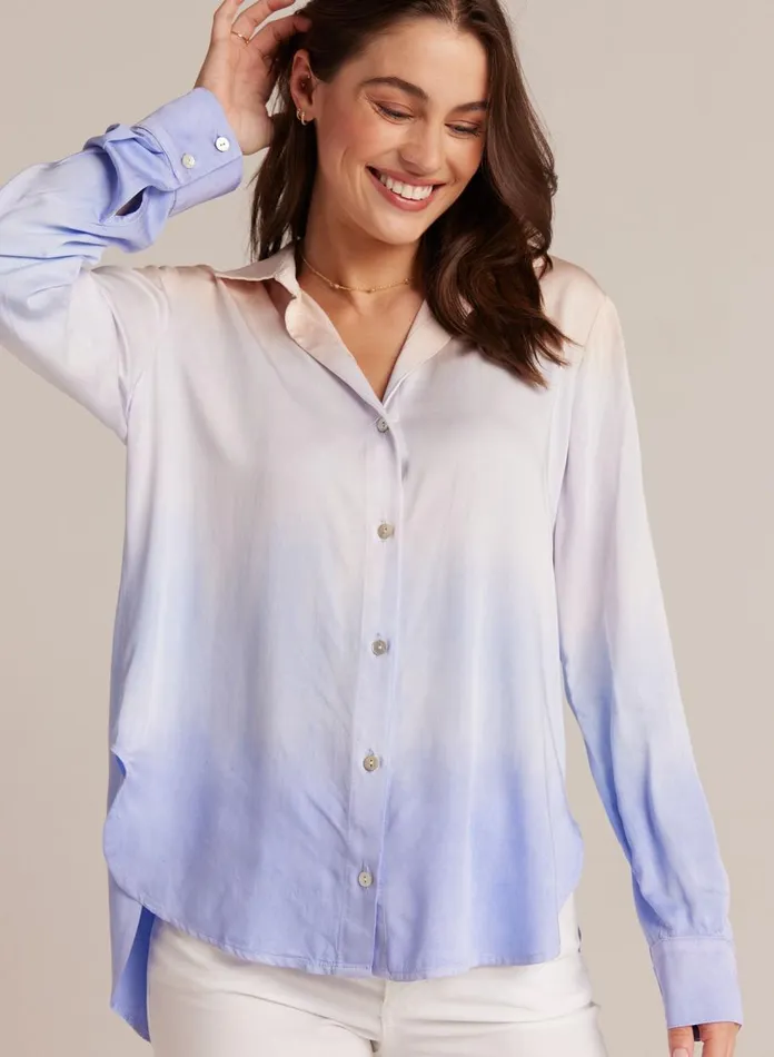 Long Sleeve Women Bella Dahl Flowy Button Down 8211 Sunrise Ombre Dye
