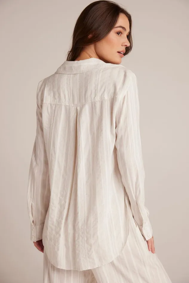 Long Sleeve Women Bella Dahl Flowy Button Down 8211 White Sand Stripe