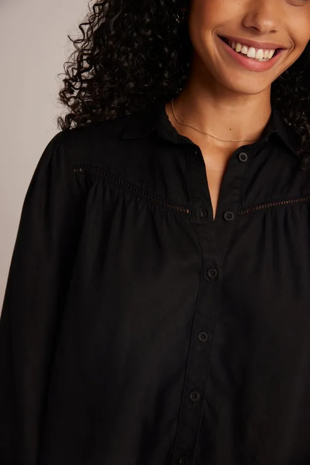 Long Sleeve Women Bella Dahl Ladder Trim Long Sleeve Shirt 8211 Black Long Sleeve Women Bella Dahl Ladder Trim Long Sleeve Shirt 8211 Black