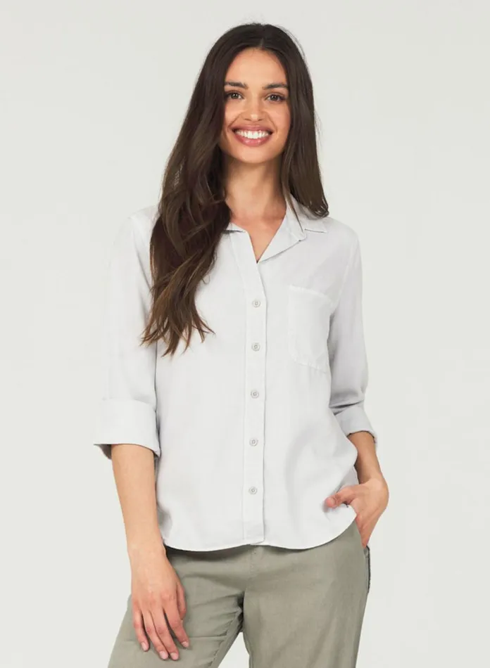 Long Sleeve Women Bella Dahl Shirt Tail Button Down 8211 Foggy Sky