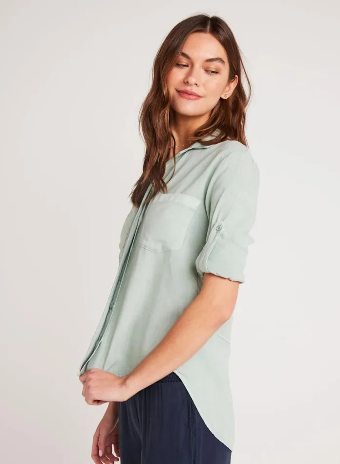 Long Sleeve Women Bella Dahl Split Back Button Down 8211 Oasis Green Long Sleeve Women Bella Dahl Split Back Button Down 8211 Oasis Green