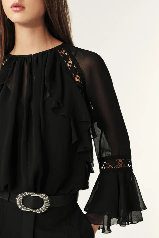 LongSleeved Top Mena Black Women Baandsh Tops and Shirts