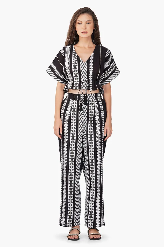 Lori Mexican Stripe Peplum Top Tops America and Beyond Women