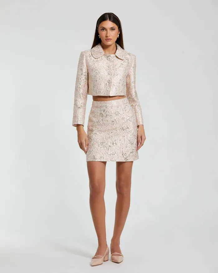 Mac Duggal Brocade Mini Skirt Blush Multi Women Skirts