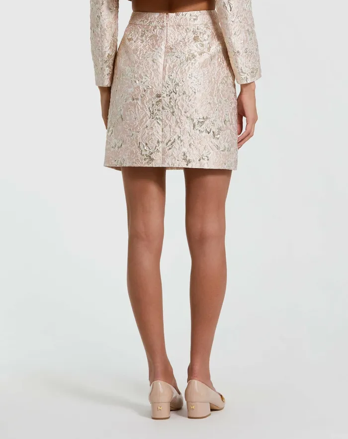 Mac Duggal Brocade Mini Skirt Blush Multi Women Skirts