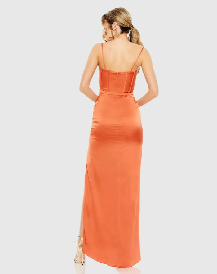 Mac Duggal Evening Gowns Women Bustier Side Ruched Bodycon Gown Burnt Orange Mac Duggal Evening Gowns Women Bustier Side Ruched Bodycon Gown Burnt Orange
