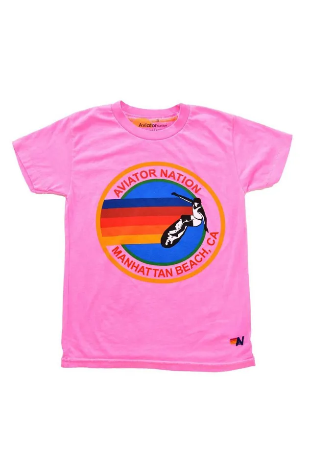 Manhattan Beach Tee 8211 Neon Pink Kids Aviator Nation Tees