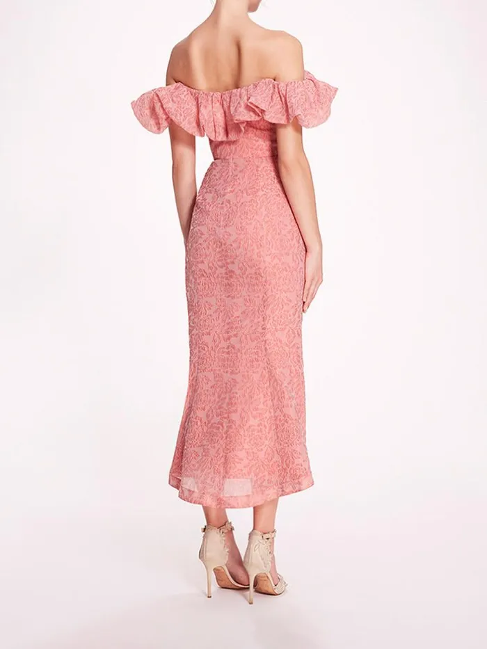 Marchesa Marchesa Notte Cloque Midi Dress Pink 8211 Women