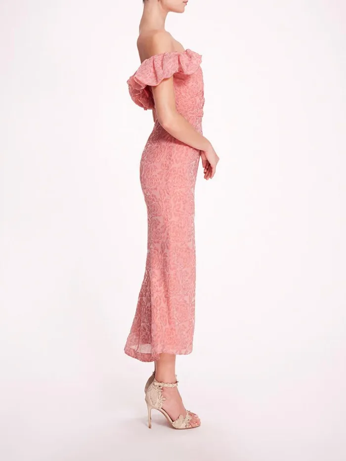 Marchesa Marchesa Notte Cloque Midi Dress Pink 8211 Women