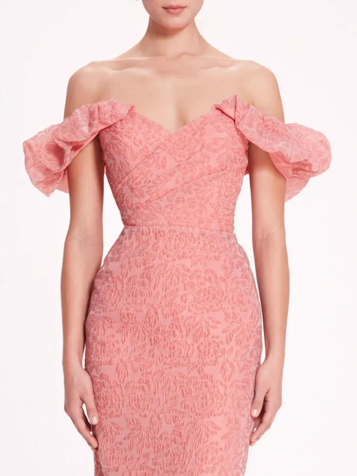 Marchesa Marchesa Notte Cloque Midi Dress Pink 8211 Women