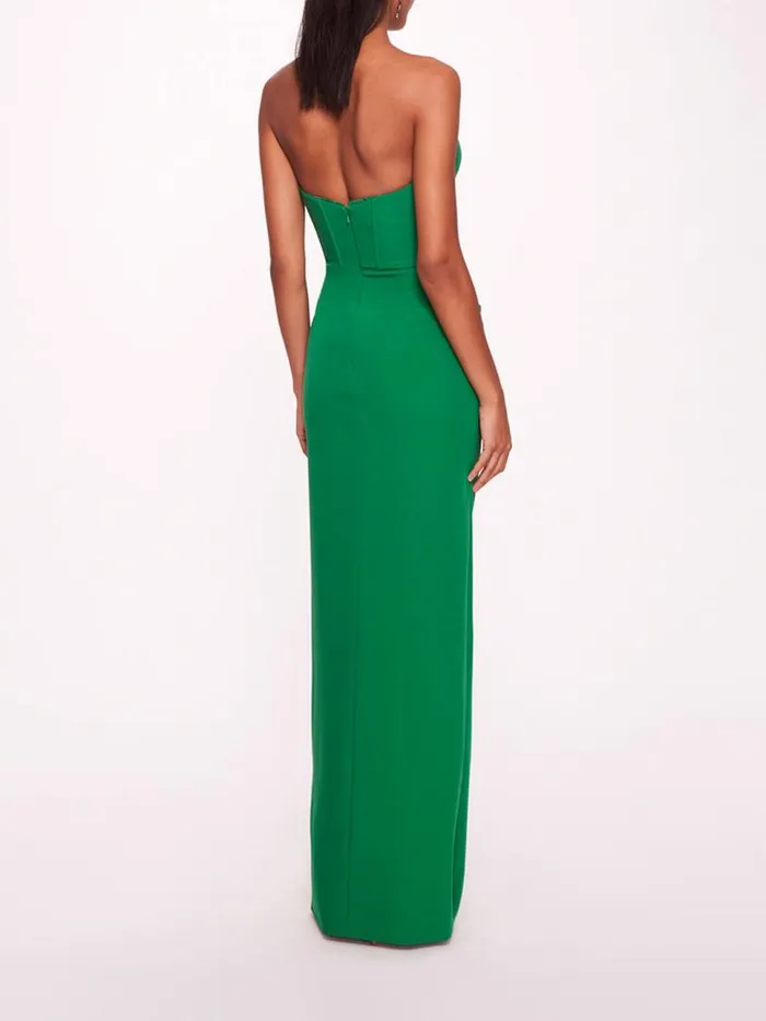 Marchesa Marchesa Notte Twist Crepe Column Gown Emerald 8211 Women