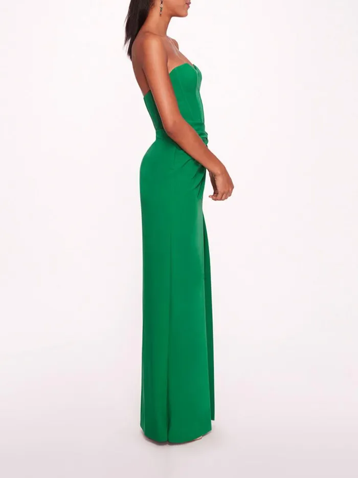 Marchesa Marchesa Notte Twist Crepe Column Gown Emerald 8211 Women